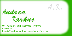 andrea karkus business card